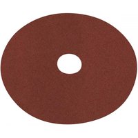 Brown circular fibre-backed sanding disc with a central hole, 125mm diameter, 60 grit, pack of 25.