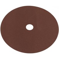 Brown circular fibre-backed disc with a central hole, 175mm diameter, 80 grit, by Sealey, pack of 25.