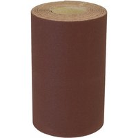 Brown Sealey sanding roll, 115mm x 5m, extra fine 180 grit, cylindrical shape with smooth texture.