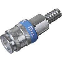 Sealey XF Air Line Coupling Body Tailpiece, metallic with knurled grip and blue band, threaded end for secure connection.