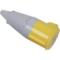Yellow and gray Sealey socket, 110v 16 amp, with ribbed grip and cylindrical design.