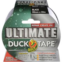 Black Shur Roll Ultimate Duck Tape, 50mm x 25m, with green packaging featuring a duck logo and repair instructions.