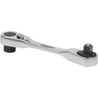 Silver Siegen 1/4" drive dual sided bit and socket ratchet with a sleek, compact design and polished finish.