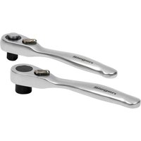 Silver Siegen 2 Piece 1/4" Drive Micro Ratchet and Bit Driver Set with sleek handles and compact design.