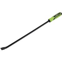 Siegen 25° angled hammer cap pry bar with black shaft and green ergonomic handle.
