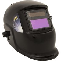Black Siegen auto dimming welding helmet with rectangular viewing screen and side adjustment knob.