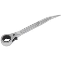 "Silver Siegen Ratcheting Podger Spanner with pointed end and ratchet mechanism on the opposite side"