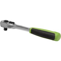 Siegen S01200 1/4" drive ratchet with silver metal body and green-black ergonomic handle.