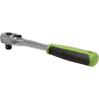 Siegen S01201 3/8" drive ratchet with chrome finish and green-black ergonomic handle.