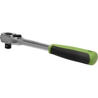 Silver Siegen S01202 1/2" drive ratchet with a green and black ergonomic handle.