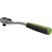 Siegen S01205 1/2" drive offset ratchet with chrome finish and green-black ergonomic handle.