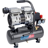 Black SIP 05398 Qt 6Ltr compressor with dual silver motors, pressure gauges, and a black handle.