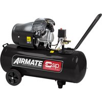 Black SIP V-Twin Direct Drive Compressor with 100L tank, large handle, and dual wheels.