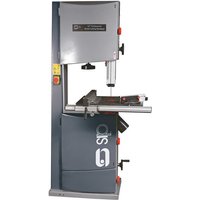 "SIP 16" Professional Wood Bandsaw, grey with red accents, large cutting table, and adjustable blade guide"