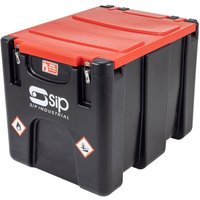 Black and red SIP 200L portable diesel tank with secure lid and high-flow 12V transfer pump.