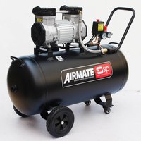 Black SIP Airmate compressor with dual motors, large 100L tank, wheels, and control panel on top.