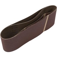 Brown Sirius sanding belt, 100mm x 610mm, with a smooth, continuous loop design and coarse grit texture.