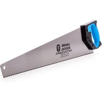 Spear & Jackson hand saw with 22in silver blade, blue and black handle, and bold branding on the blade.