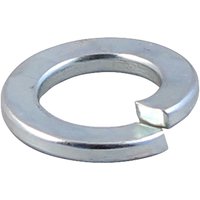 Zinc-plated Timco spring washer with a split ring design and shiny metallic finish.