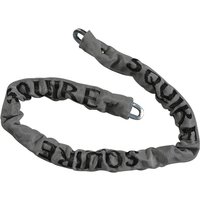 Gray Squire security chain 1.2M x 6.5mm with black logo print and metal links.