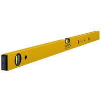 Yellow Stabila spirit level, 90cm, with two vials and black end caps.