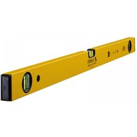 Yellow Stabila 80cm spirit level with three vials, black end caps, and brand logo on the side.