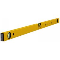 Yellow Stabila spirit level, 100cm, with three vials and black end caps.
