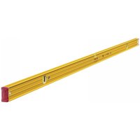Yellow Stabila spirit level, 200cm long, with three vials and red end caps.