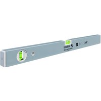 Yellow Stabila 80U spirit level, 120cm, with two green vials for horizontal and vertical leveling.