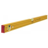 Yellow Stabila spirit level, 90cm, with two vials and red end caps.