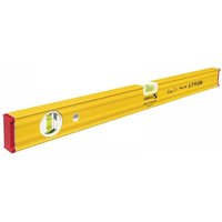 Yellow Stabila magnetic spirit level, 60cm, with two vials and red end caps.