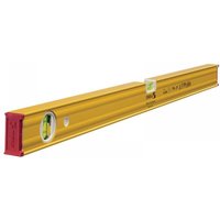 Yellow Stabila magnetic spirit level, 80cm, with two vials and red end caps.