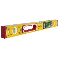 Yellow Stabila digital spirit level, 61cm, with LCD screen, red end caps, and central hand grip.