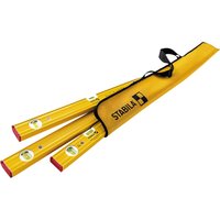 Yellow Stabila 4 Piece 80 AS Level Set with red end caps and carrying case.