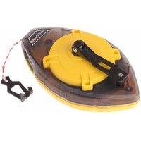 Stanley Power Winder Chalk Line 30M, yellow and black casing, with a crank handle and translucent cover.