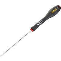 Stanley Fatmax screwdriver with black handle, yellow logo, and 3.0 x 100mm parallel tip blade.