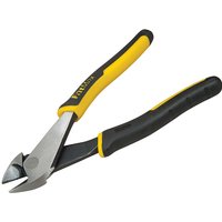 Stanley Fatmax diagonal cutting pliers, 200mm, with yellow and black rubber grips and sharp metal jaws.