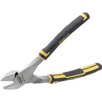 Stanley Fatmax angled diagonal cutting pliers, 200mm, with black and yellow rubber grips and silver cutting edges.