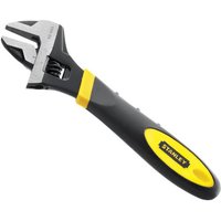 Stanley MaxSteel 200mm adjustable wrench, black and yellow handle, 29mm jaw capacity.
