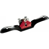 Stanley 151R spokeshave with red body, black handles, and silver adjustment knobs.