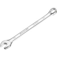 Silver Stanley FatMax anti-slip combination spanner with open and ring ends, engraved size markings.