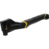 Black Stanley Fatmax hammer tacker with yellow accents, ergonomic grip, and a lightweight composite body.