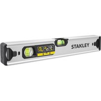 Stanley FatMax XTREME Box Beam Spirit Level, silver with black end caps and dual yellow vials.