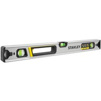 Stanley Fatmax Xtreme 60cm box beam level, silver with black end caps, three green bubble vials, and yellow accents.