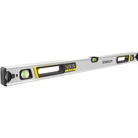 Silver Stanley Fatmax Xtreme box beam level, 90cm, with black end caps and yellow vial windows.