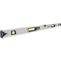 Silver Stanley Fatmax Xtreme box beam level 120cm with three vials and black end caps.