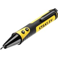 Yellow and black Stanley Fatmax non-contact voltage detector with pocket clip and dual buttons.