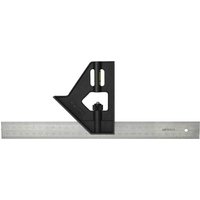 Stanley Lightweight Combination Square with a silver metal ruler and black adjustable head with level bubble.