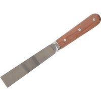 Stanley Professional Decorators Chisel Knife with a flat, wide stainless steel blade and a wooden handle with rivets.