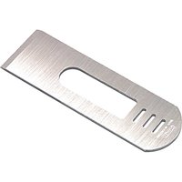 Silver Stanley replacement iron for 112060 60.1/2G plane with rectangular cutout and three grooves.
